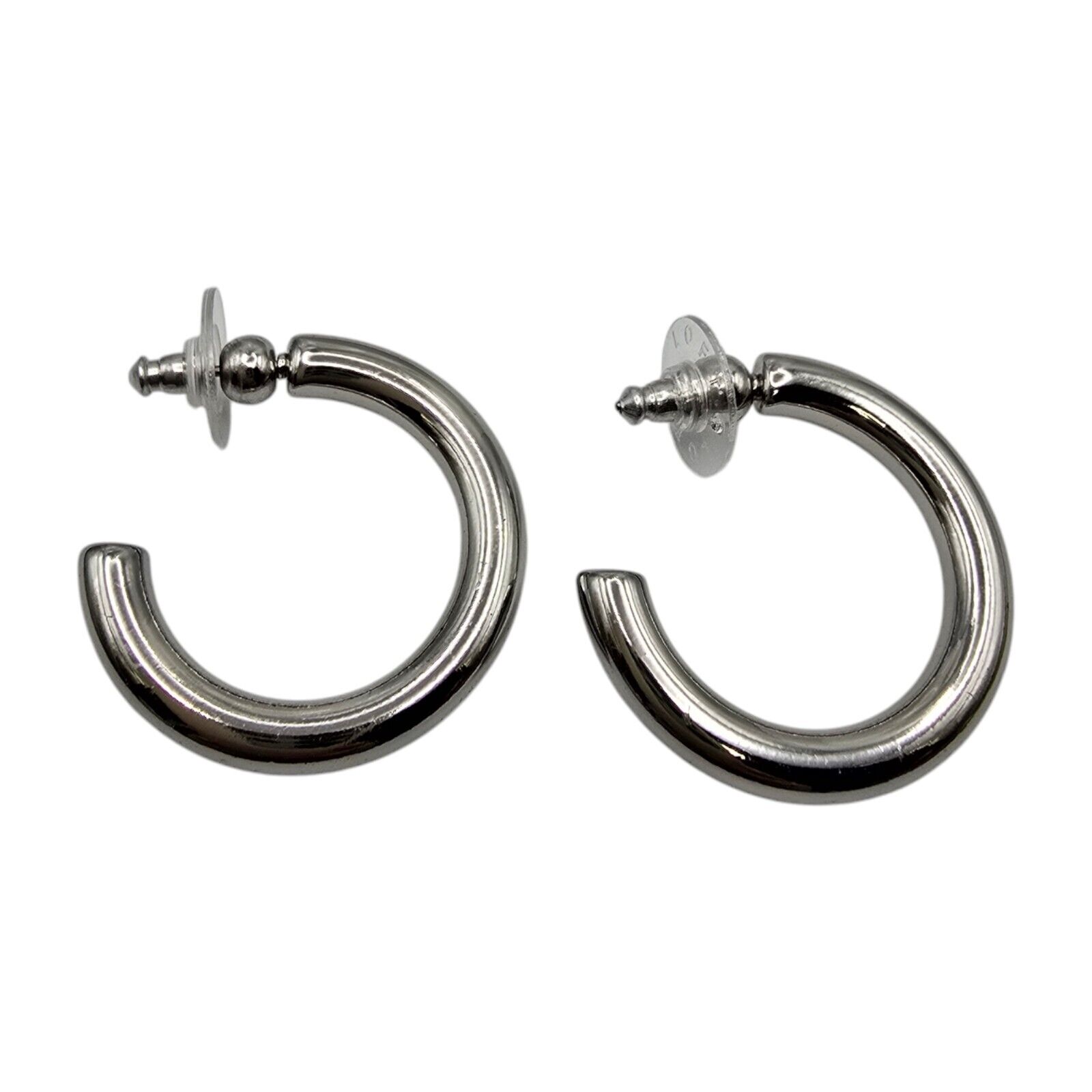 Pierced Loft Hoop Earrings Modern Style Silver Tone Metal Signed Classic Sku2225 14$